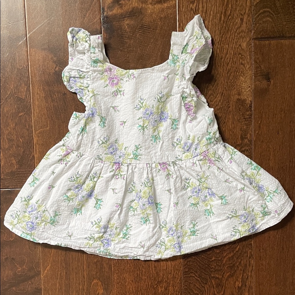 Girls Floral Ruffle Sleeve Top